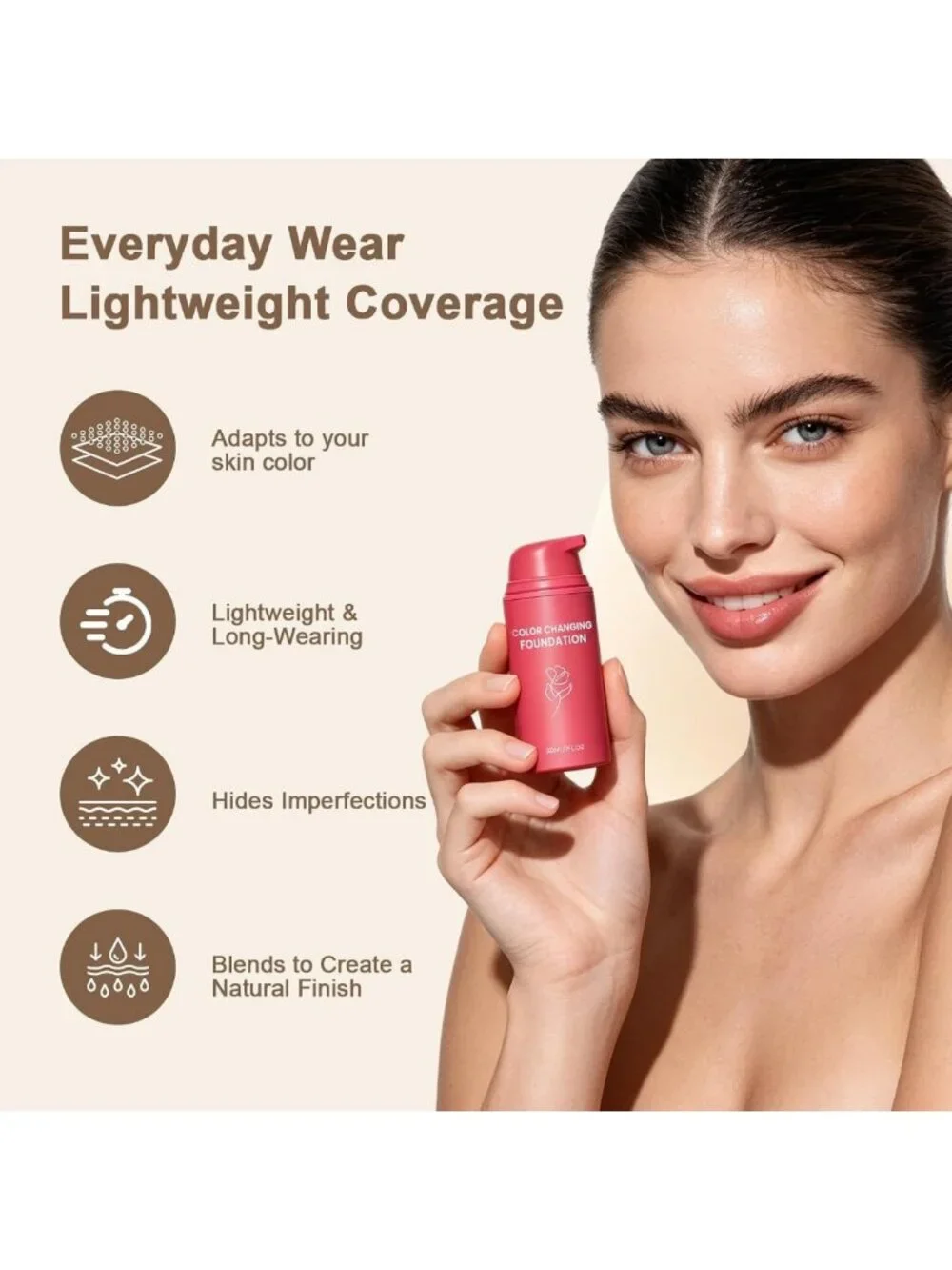 Color Changing Liquid Foundation - Skin Tone Adapting Makeup for Women